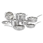 Cuisinart cookware set front view showing complete 12-piece assortment and versatility