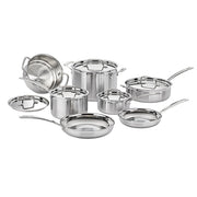 Cuisinart cookware set front view showing complete 12-piece assortment and versatility