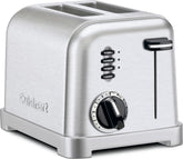 Cuisinart front view stainless toaster showing brushed finish and compact design benefit: stylish countertop appeal