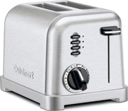 Cuisinart front view stainless toaster showing brushed finish and compact design benefit: stylish countertop appeal