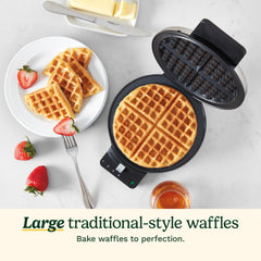 Cuisinart waffle maker open with cooked waffle demonstrating easy release and shape