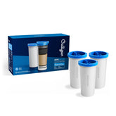 Culligan filtro pack frontal mostrando las tres unidades y reemplazo rápido