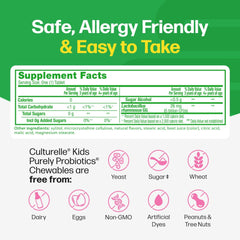 Culturelle tabletas masticables cerca resaltando sabor berry y facilidad