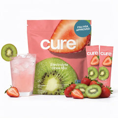 Cure Hydration frente del empaque mostrando 14 sobres y beneficios de rehidratación