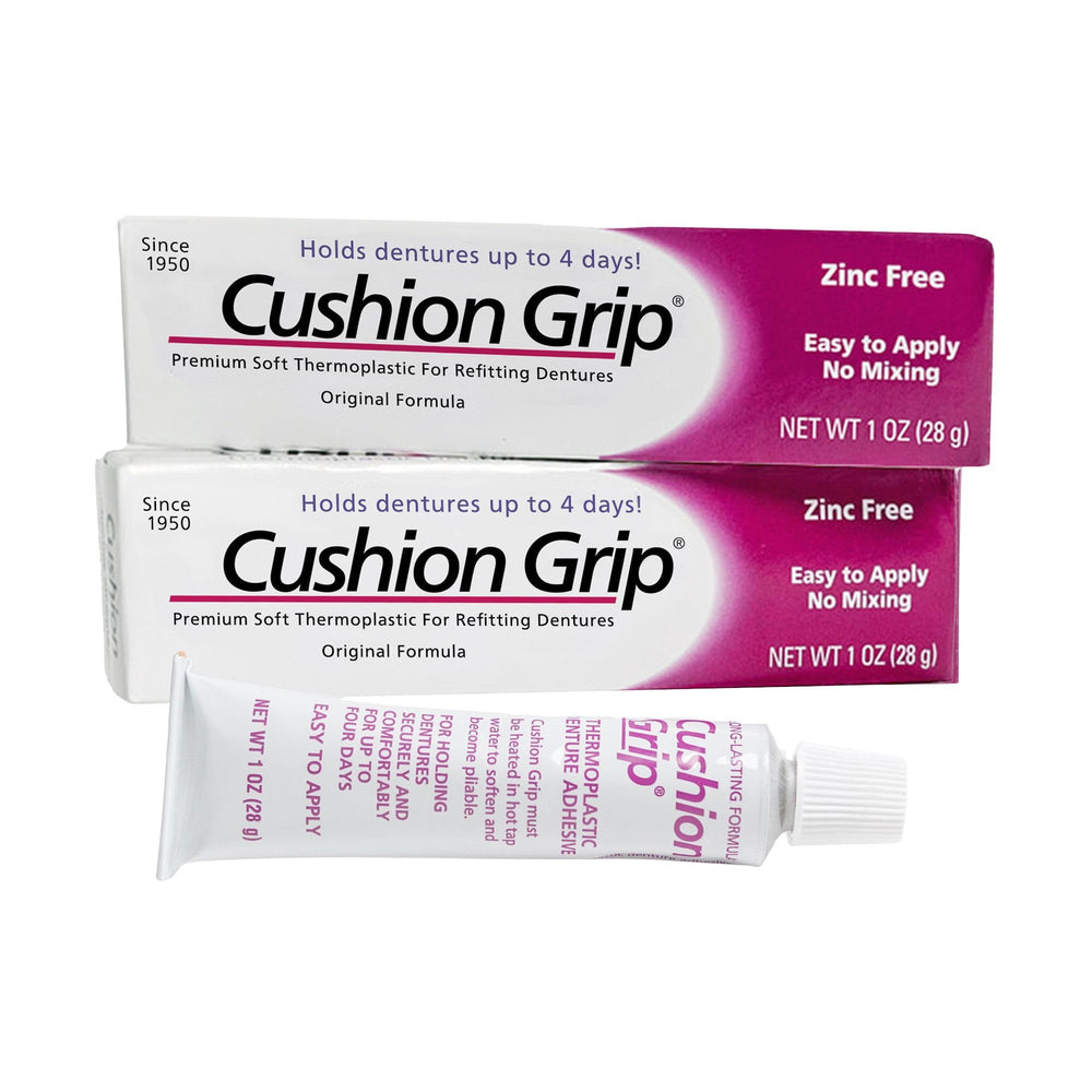Cushion Grip envase frontal mostrando producto y beneficio de ajuste