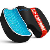 CushZone front view of black gel seat cushion showing shape and comfort