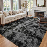 Cuzwlovita front view dark grey rug enhancing living room comfort