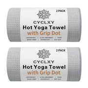 CYCLXY toalla frontal empacada mostrando diseño y colores vibrantes, transporte fácil