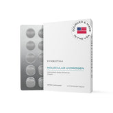 CYMBIOTIKA front packaging showing antioxidant H2 tablets and premium branding benefits