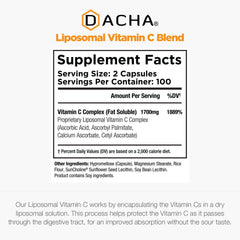 DACHA etiqueta con ingredientes listados, transparencia y calidad