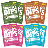 Dan-O's frente del empaque mostrando las cuatro variedades y conveniencia