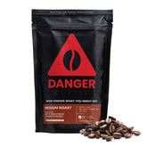 Danger Coffee front packaging showing brand and medium roast benefits