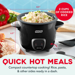 DASH mini open with removable ceramic pot and glass lid for easy cleaning
