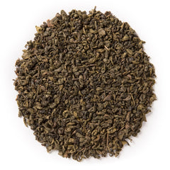 Davidson's close-up de perlas de Gunpowder mostrando textura y liberación gradual de sabor