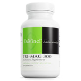 DAVINCI Tri-Mag 300 front packaging showing supplement benefits and bottle