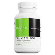 DAVINCI Tri-Mag 300 front packaging showing supplement benefits and bottle