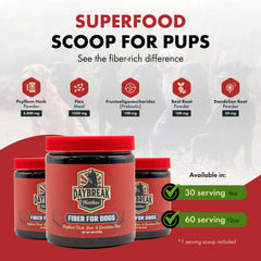 Daybreak Nutrition polvo mezclado en comida para mejor aceptación del perro