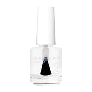 Dazzle Dry base coat frente mostrando envase claro y aplicación precisa