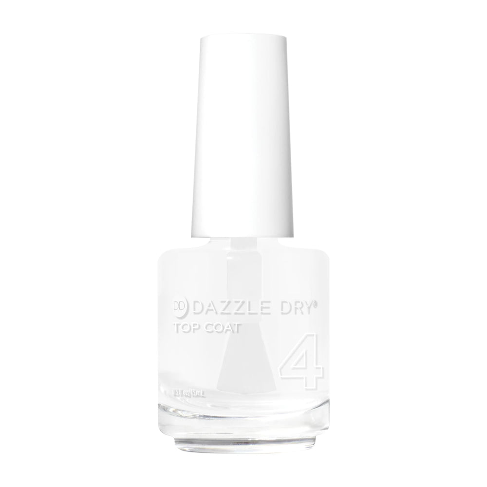 Dazzle Dry frasco frontal mostrando etiqueta y benefit de acabado brillante