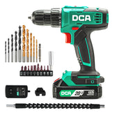 DCA taladro ADJZ2035 frontal mostrando diseño compacto y control ergonómico