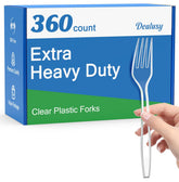 Dealusy clear forks front packaging showing quantity and durable look