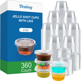 Dealusy vaso frontal de 2 oz con tapa mostrando forma y sellado