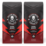 Death Wish Coffee front packaging shows two 16 oz bags and bold branding benefit clarity