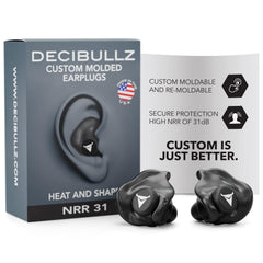 Decibullz frente del packaging mostrando contenido y beneficios de protección
