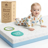 DeerFable front view showing mattress profile and safe certified materials benefit