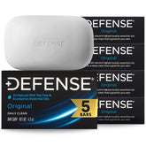Defense Soap front packaging showing five natural bars and durable box for convenience