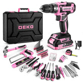 DEKOPRO pink power drill front view showing compact design and portability