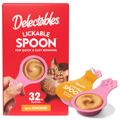 Delectables cuchara pack frontal mostrando 32 unidades y presentación atractiva