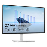 Dell 27 Plus front view showing sleek ash white design and clear FHD display benefit