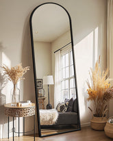 Delma arched full length mirror front view showing full reflection and modern style