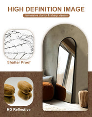 Delma mirror leaned against wall showing freestanding placement and space-saving benefit