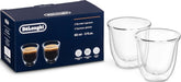 De'Longhi vaso frontal de 3 oz mostrando diseño tulipán y retención de calor