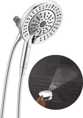 DELTA In2ition front view showing dual heads and chrome finish, highlights versatility