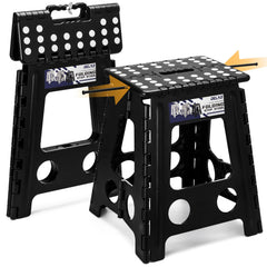 Delxo front view folded stool showing compact storage and portability