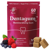 Dentagum front packaging showing berry pouch and 60 pieces benefit clarity