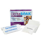 DentaSOAK frente del paquete mostrando sobres recarga y marca, limpieza práctica