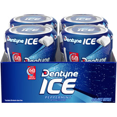 Dentyne vista frontal de la botella mostrando diseño y frescura