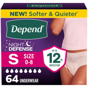 Depend front packaging showing product quantity and size for clear selection benefit