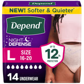 Depend paquete frontal mostrando 14 unidades y beneficios principales
