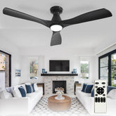 Depuley front view of black 52-inch fan showing sleek design and efficient airflow