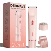 Dermave afeitadora frontal rosa mostrando diseño compacto y portátil