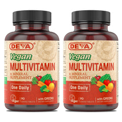 DEVA vista frontal del envase que muestra el pack y beneficios veganos