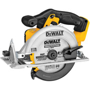 DEWALT circular saw front view showing compact profile and portability benefit