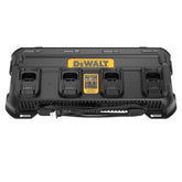 DEWALT DCB1404 front view showing four charging ports and compact design benefit