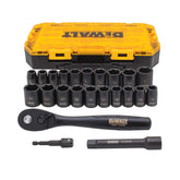 DEWALT case open showing organized 23-piece set for fast access and portability