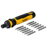 DEWALT front view of cordless screwdriver showing compact design and ergonomic grip benefit